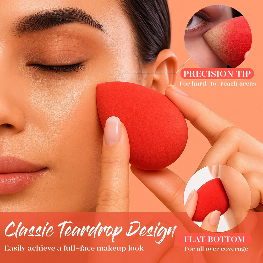 BEAKEY Makeup Sponge Set, 5 Pack Foundation Beauty Sponges & Soft Blenders
