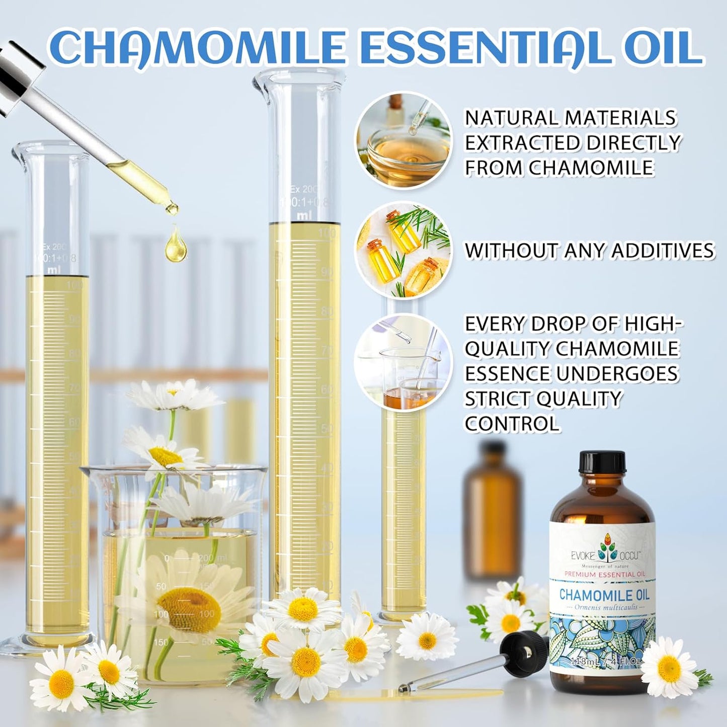EVOKE OCCU Chamomile Essential Oil for Skin Hair Diffuser Candle Soap Making - 4 FL Oz