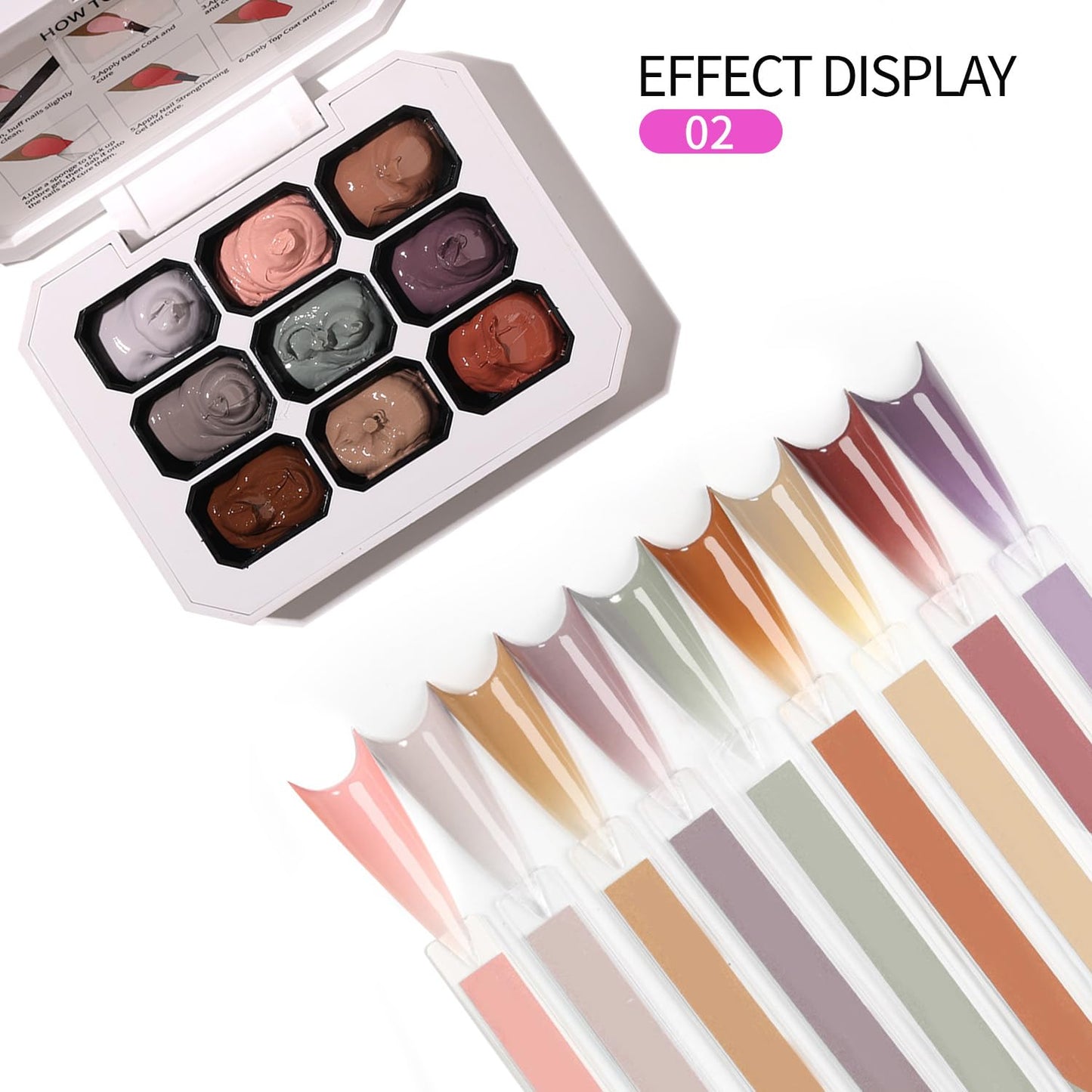 Ombre Gel Nail Polish Nail Sponges for Ombres 9 Series Colorful Blush Effect Gradient Painting Gel for Ombre Nails Multistyle French Manicure Nail Art DIY Home (A2, 1)