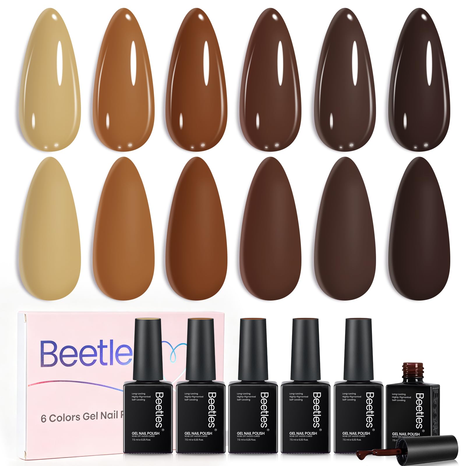 Beetles Brown Gel Polish Set, Fall Whisper Collection, 6 Fall Colors