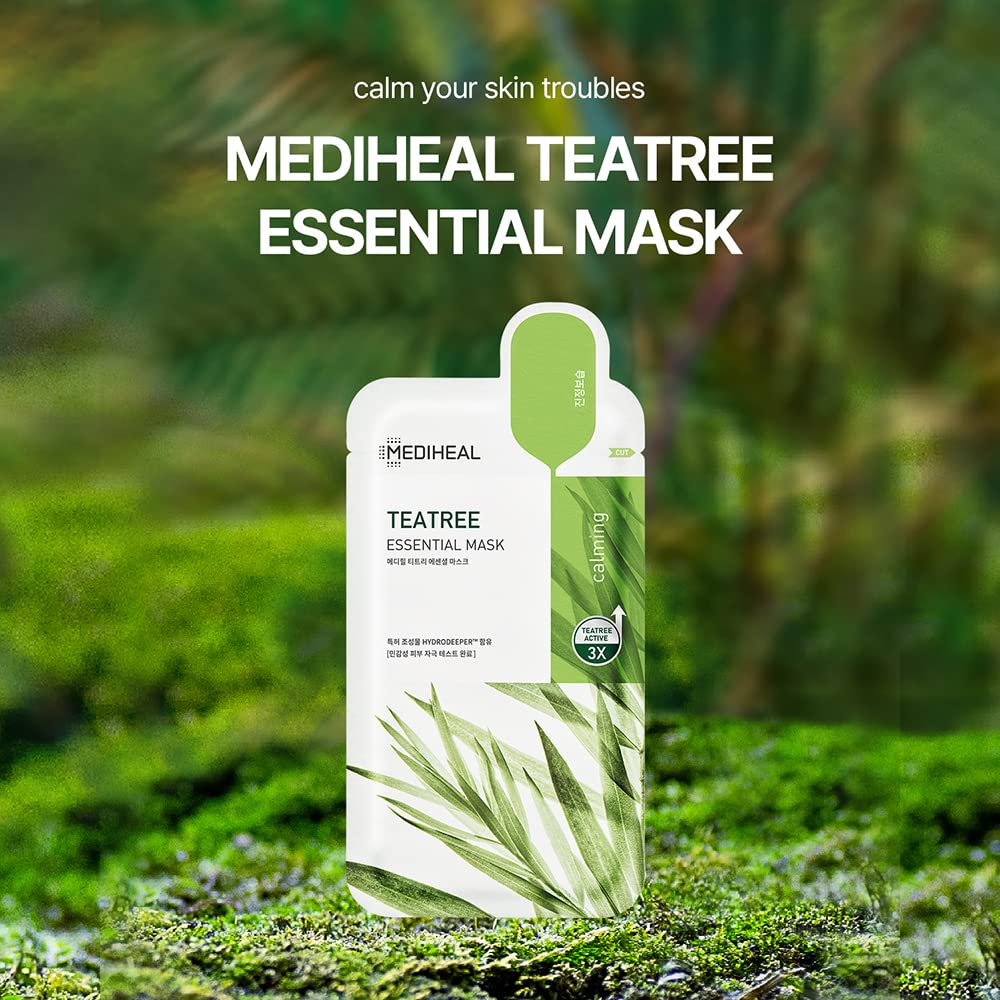 Mediheal Best Korean Sheet Mask - Tea Tree Essential Face Mask 10 Sheets For All Skin Types Korean