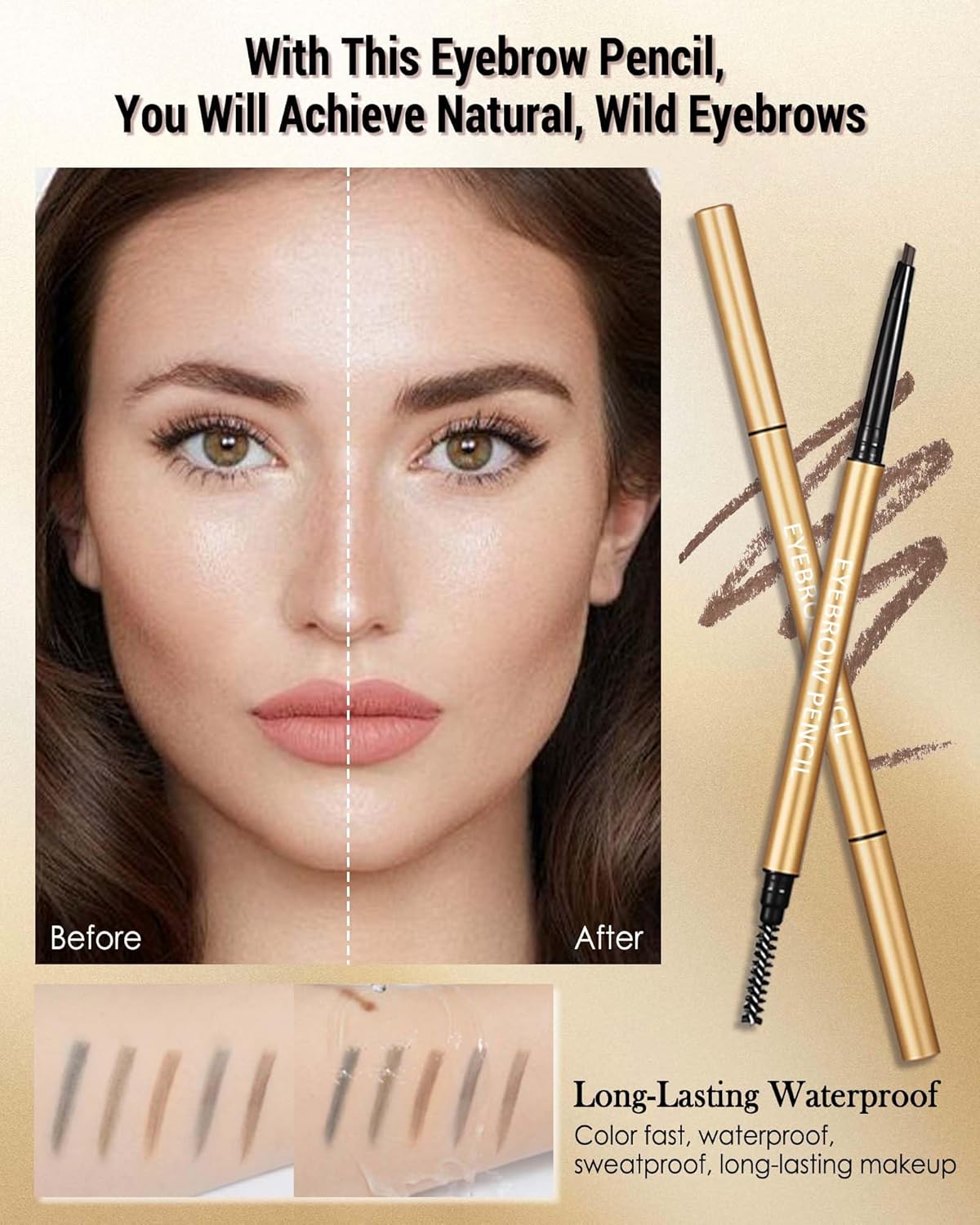 Eyebrow Pencil, 12Pcs Coffee Ultra-Fine Retractable Eye Brow Pencil for Women,Long-Lasting Waterproof Eyebrow Tint Pen for Define Shape and Fill Brows,Thanksgiving Eye Makeup Gift for Girl-05