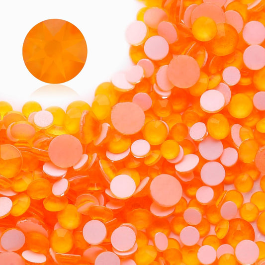 Neon Orange Flatback Rhinestones, Glass Rhinestones for Nail Art and Craft, Glue Fix, Loose Crystal
