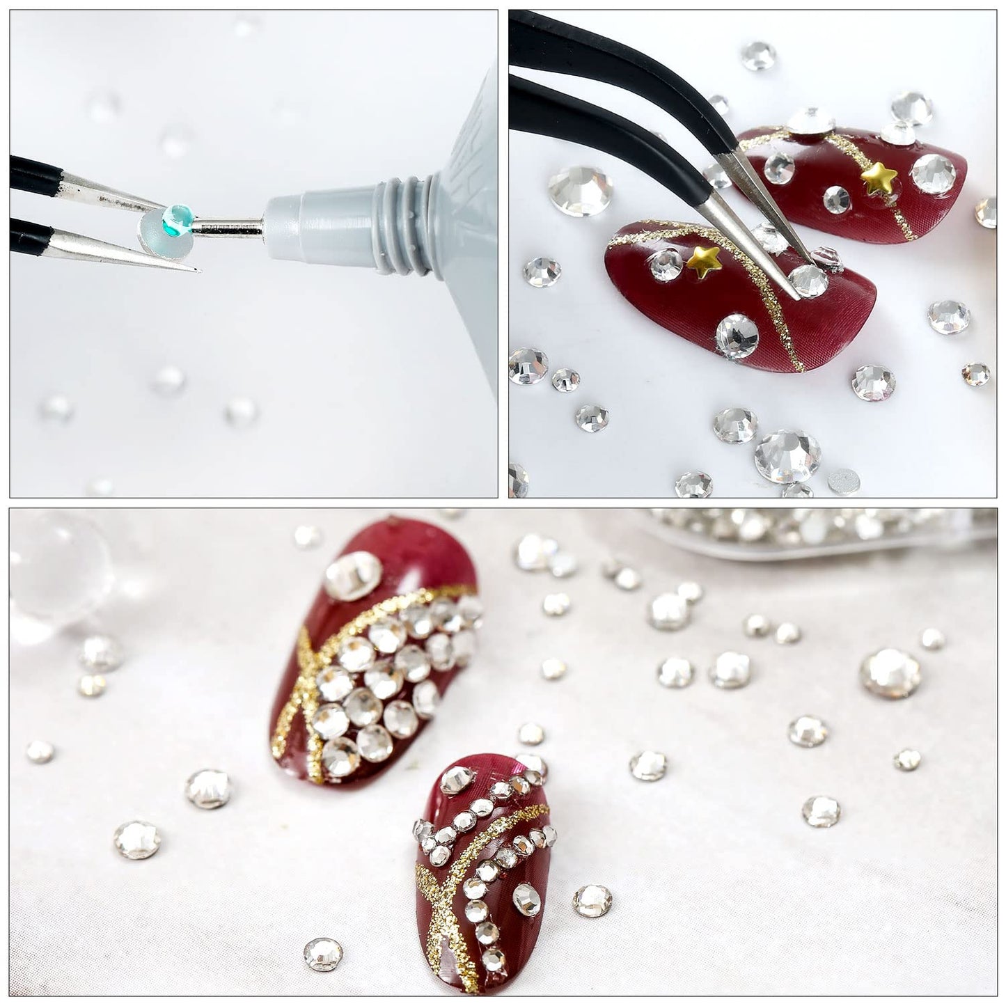 4240Pcs Flatback Purple Rhinestones Glass Crystal Gemstones for Nail Art Face Makeup Bling Round with Tweezers and Picking Pen (SS6~SS20 Set)