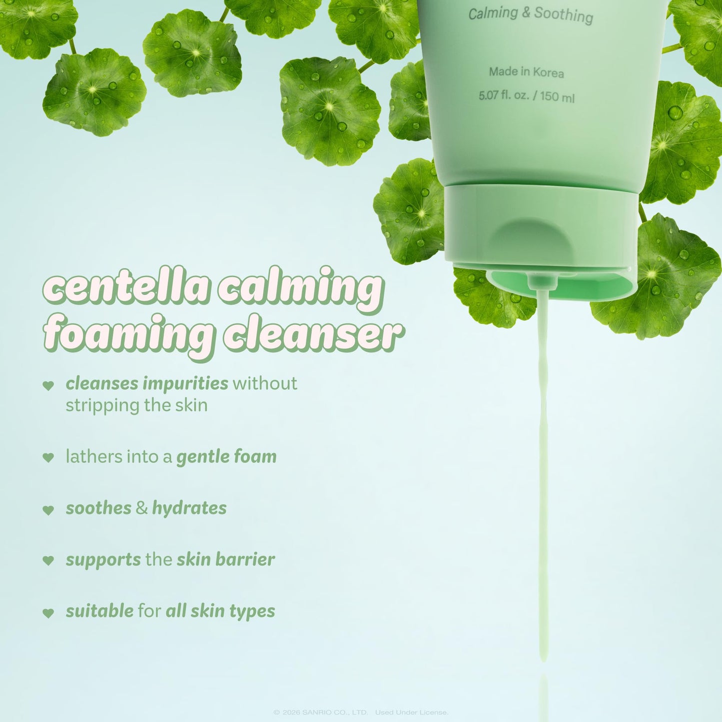 The Crème Shop Hello Kitty Centella Foaming Cleanser, Daily Face Wash