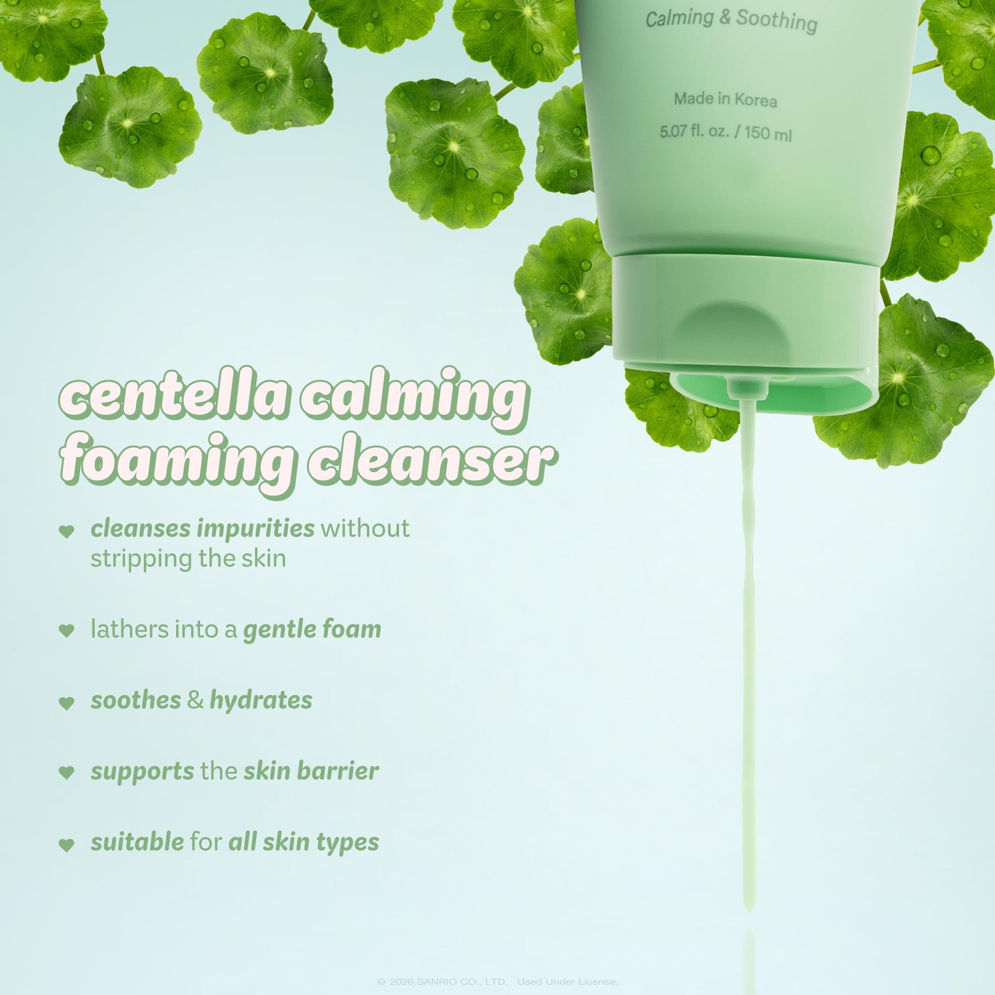 The Crème Shop Hello Kitty Centella Foaming Cleanser, Daily Face Wash