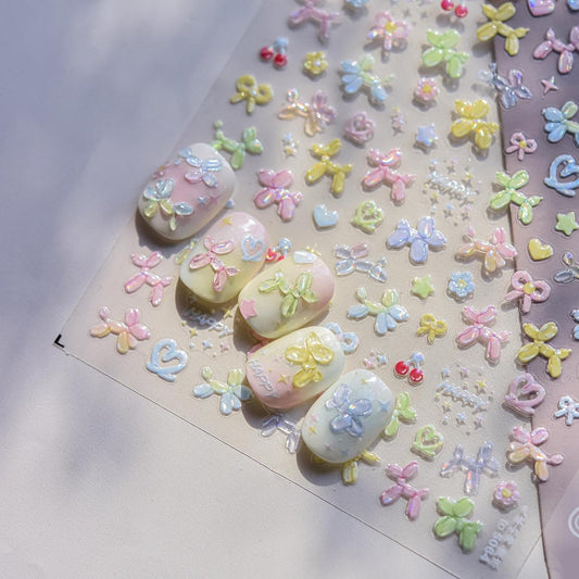 Dog Nail Sticker for Nails Art Colorful Nail Decals 5D Embossed Cute Balloon Self Adhesive Nails