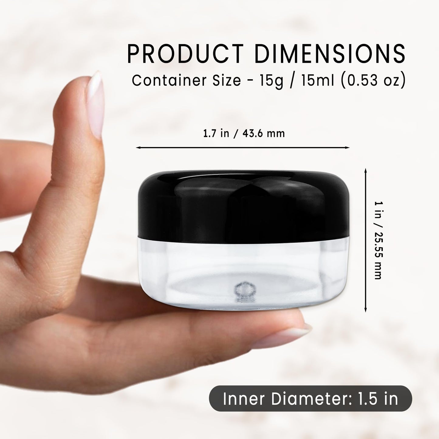 (Quantity: 12 Pieces) Beauticom 15G/15ML (0.5oz) Clear Round Jar with Black Lids for Cosmetics
