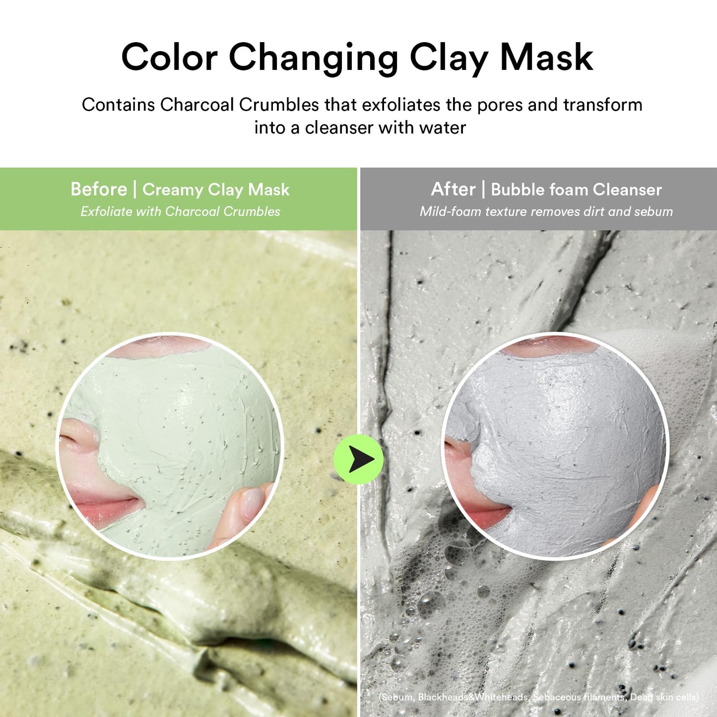 Abib Pore Clay Pack Cleanser Heartleaf Charcoal Foam, 4.05 fl oz, Mousse Form, Oil Control
