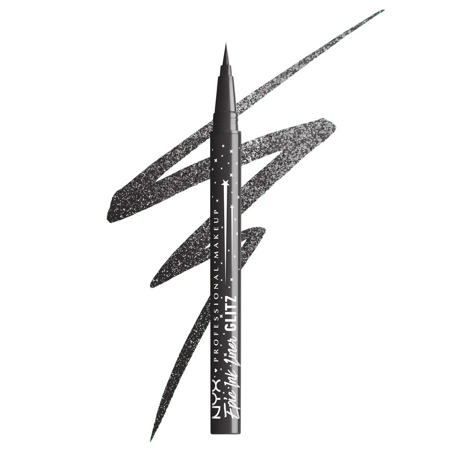 NYX PROFESSIONAL MAKEUP Epic Ink Glitz Liner, Waterproof Metallic Liquid Eyeliner with Vegan Formula - Graphite Glitz (Shimmer Graphite Black)