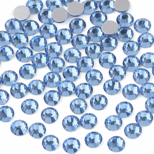 Beadsland 288pcs Flat Back Crystal Rhinestones Round Gems for Nail Art and Craft Glue Fix, Light