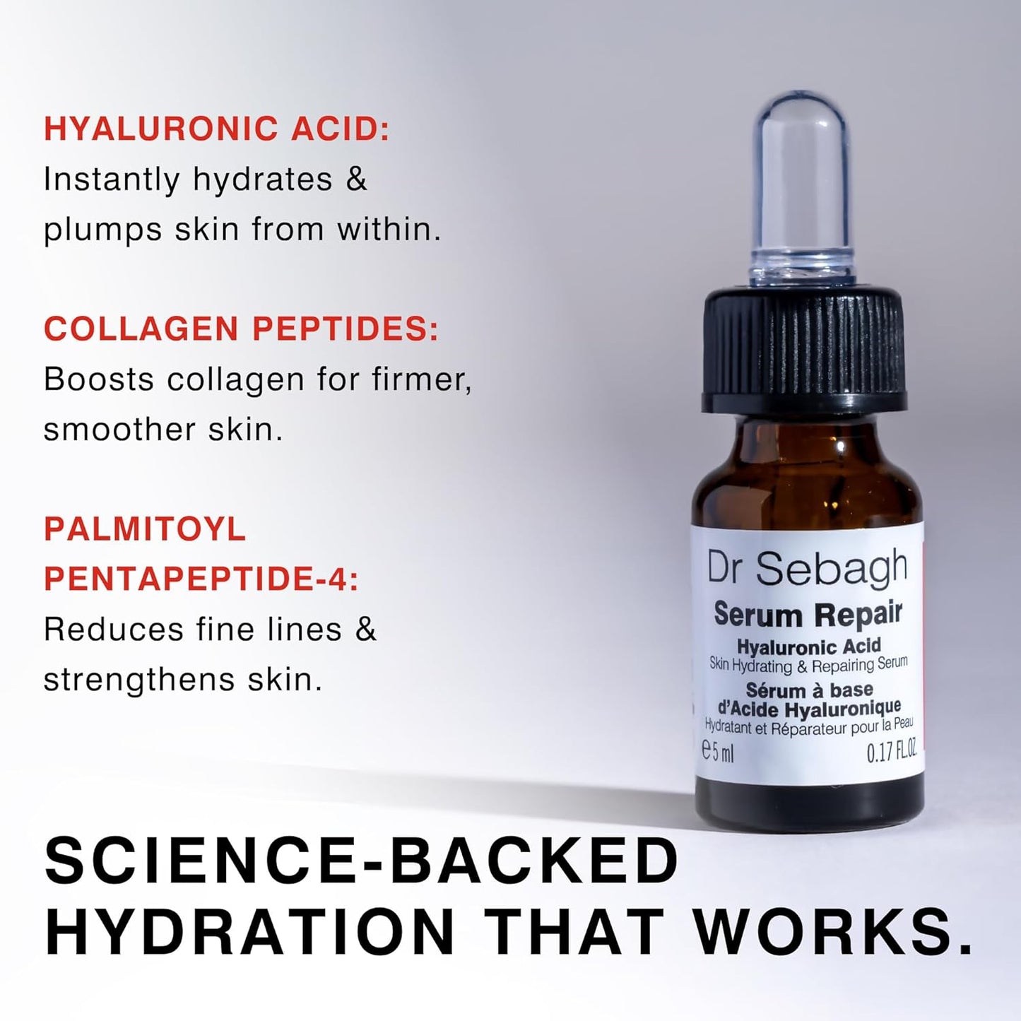 Serum Repair Travel Size - (0.17 fl oz) | Award-Winning Hyaluronic Acid Hydrator | Anti Aging & Wrinkle | Skin Moisturize & Repair Formula | Collagen Boosting Youthful Glow For Women & Men