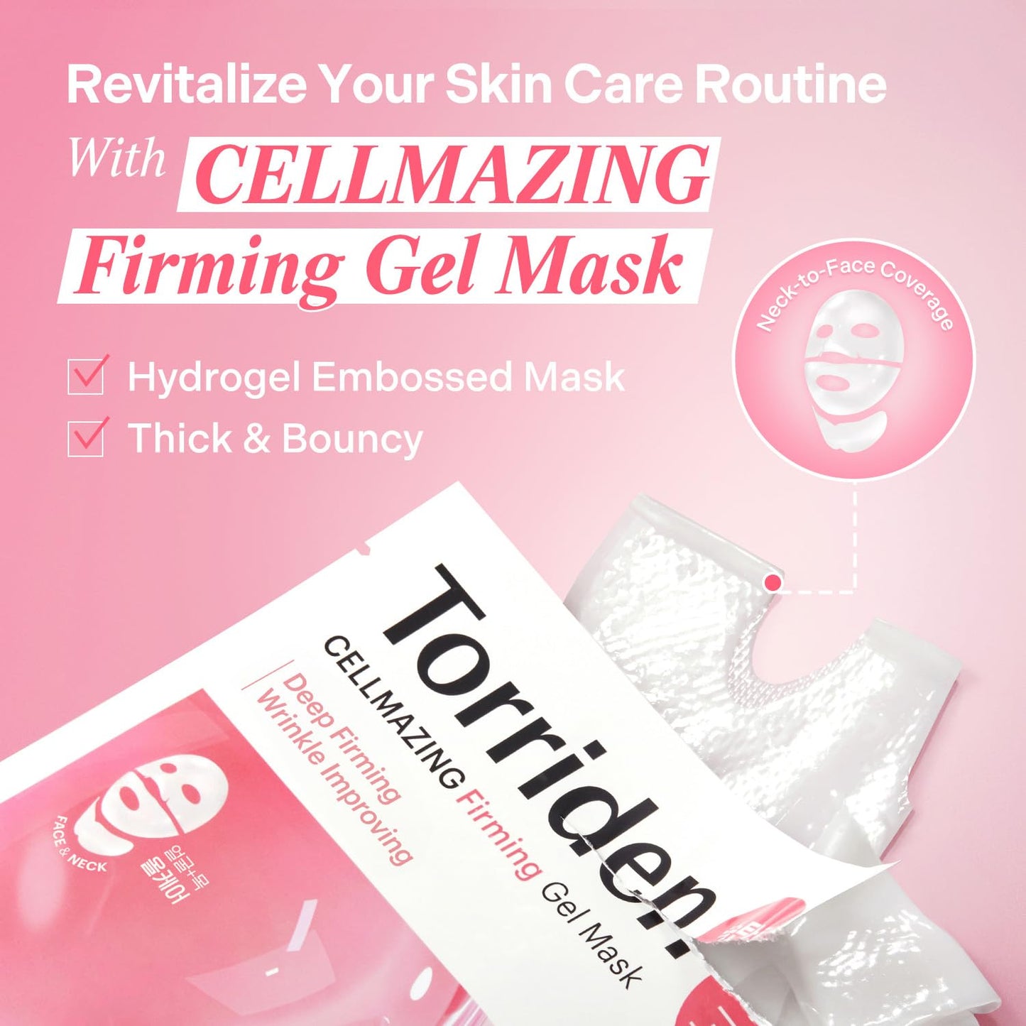 Torriden CELLMAZING Collagen Firming Gel Sheet Mask for Face & Neck (4 Pack) | Smoother