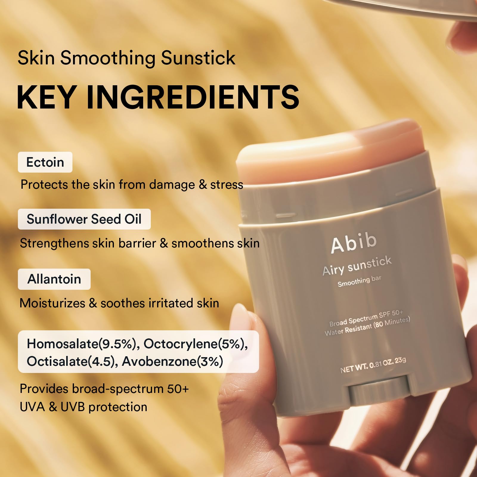 Abib Airy Sunstick Protection Bar DUO SPF50+ Broad Spectrum, Semi-Matte Sunscreen Stick for Oily &