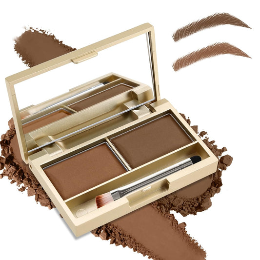 Boobeen Eyebrow Powder Kit, 2-color Waterproof Eyebrow Palette Makeup to Definer & Filler Brows, Eyebrow Color Powder Shape Natural Looking Brow - with Mirror Brush