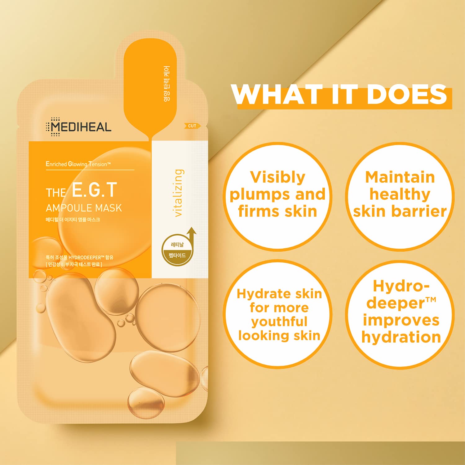 Mediheal Official Best No.1 Korean Sheet Mask - EGT Ampoule Face Mask 10 Sheets For Intensely