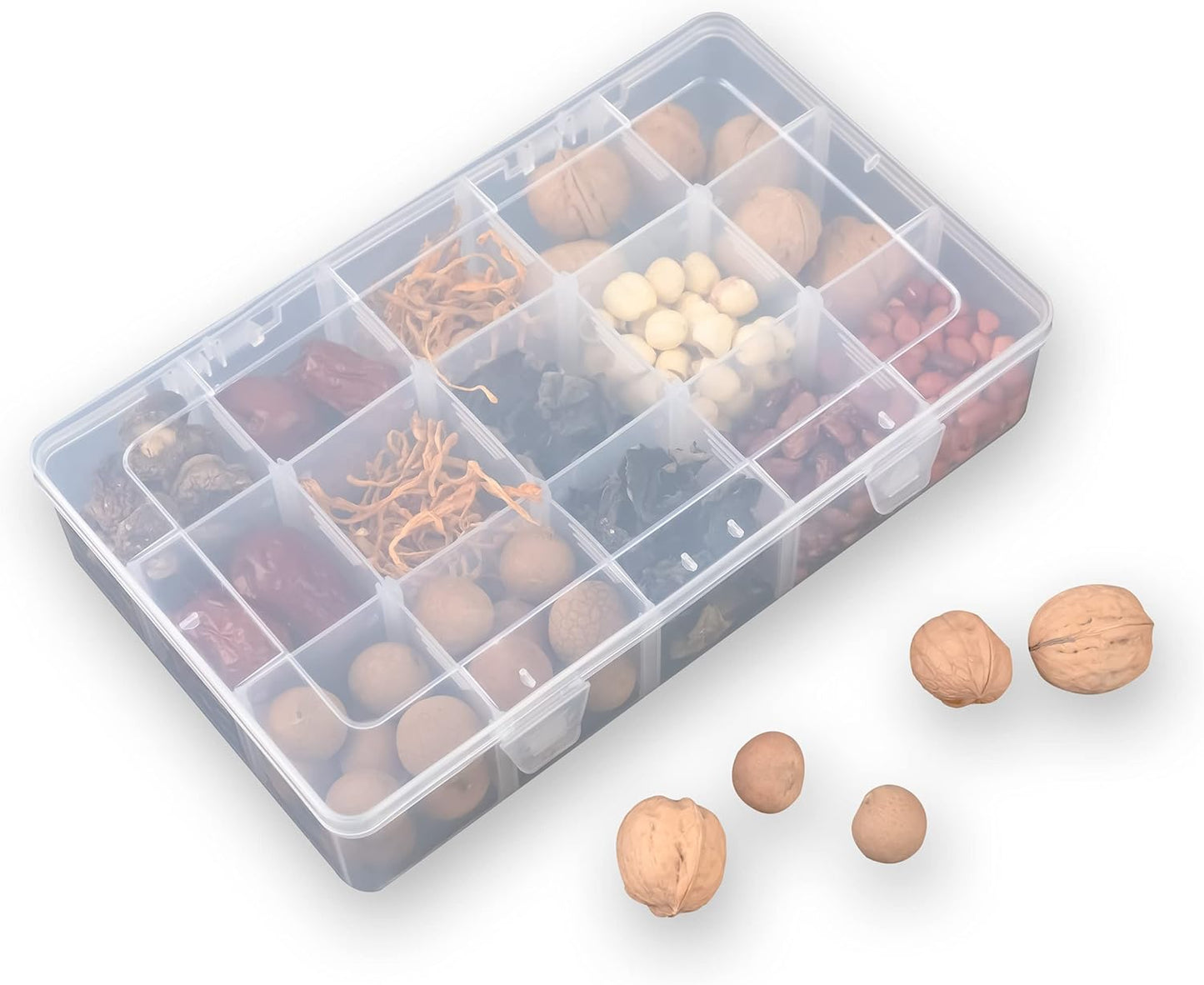 2 Pack Plastic Small Crafts Storage Boxes with Adjustable Dividers (15 Grid)