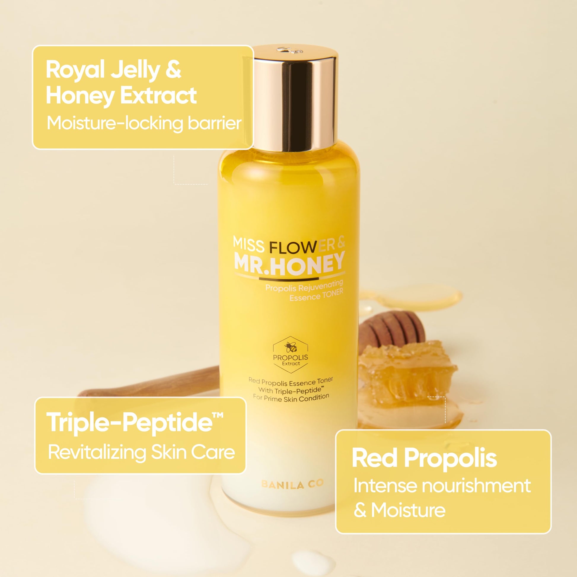 BANILA CO Miss Flower & Mr Honey Propolis Rejuvenating Essence Toner | Hydrating Toner with
