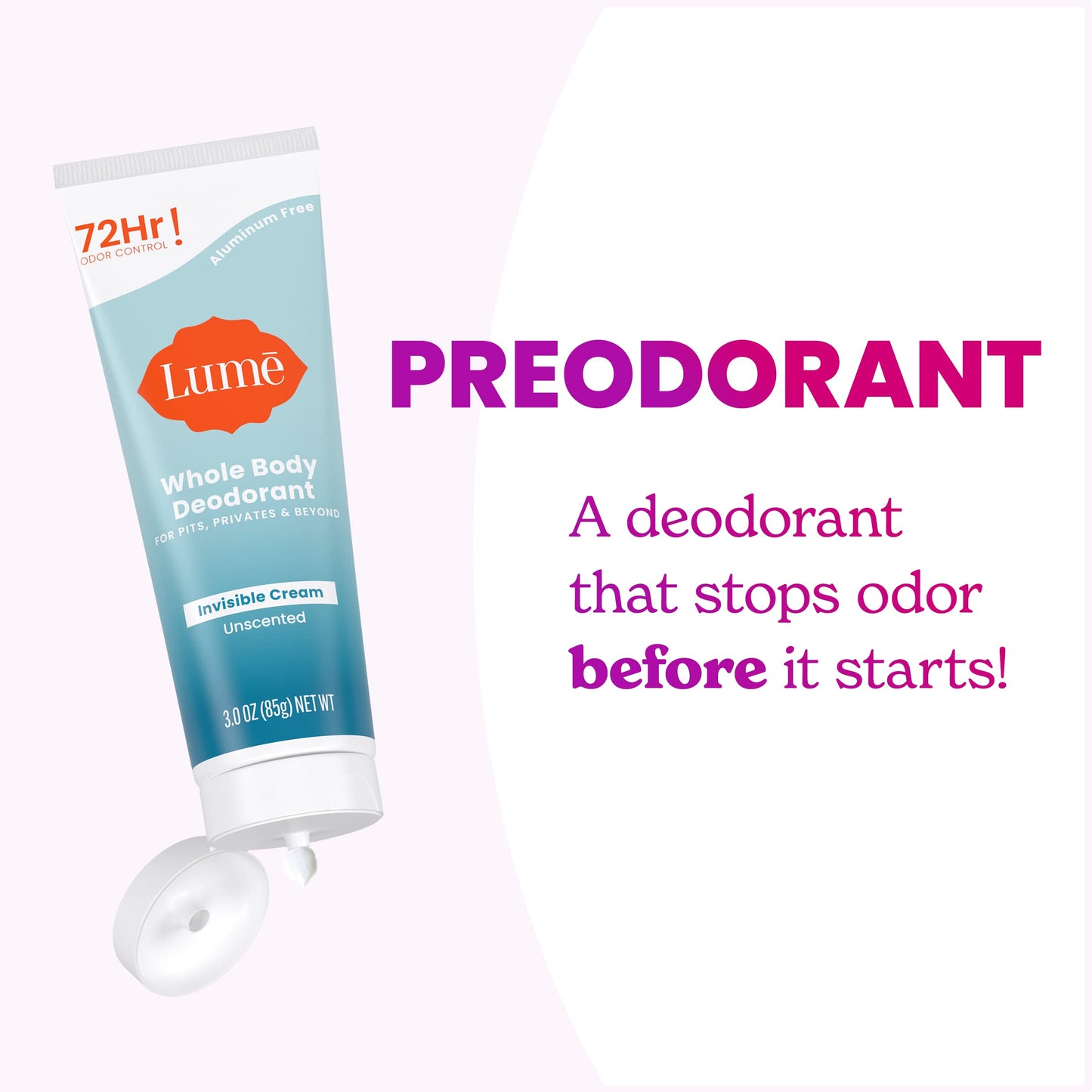 Lume Whole Body Deodorant - Cream Tube - 3 oz (Unscented)
