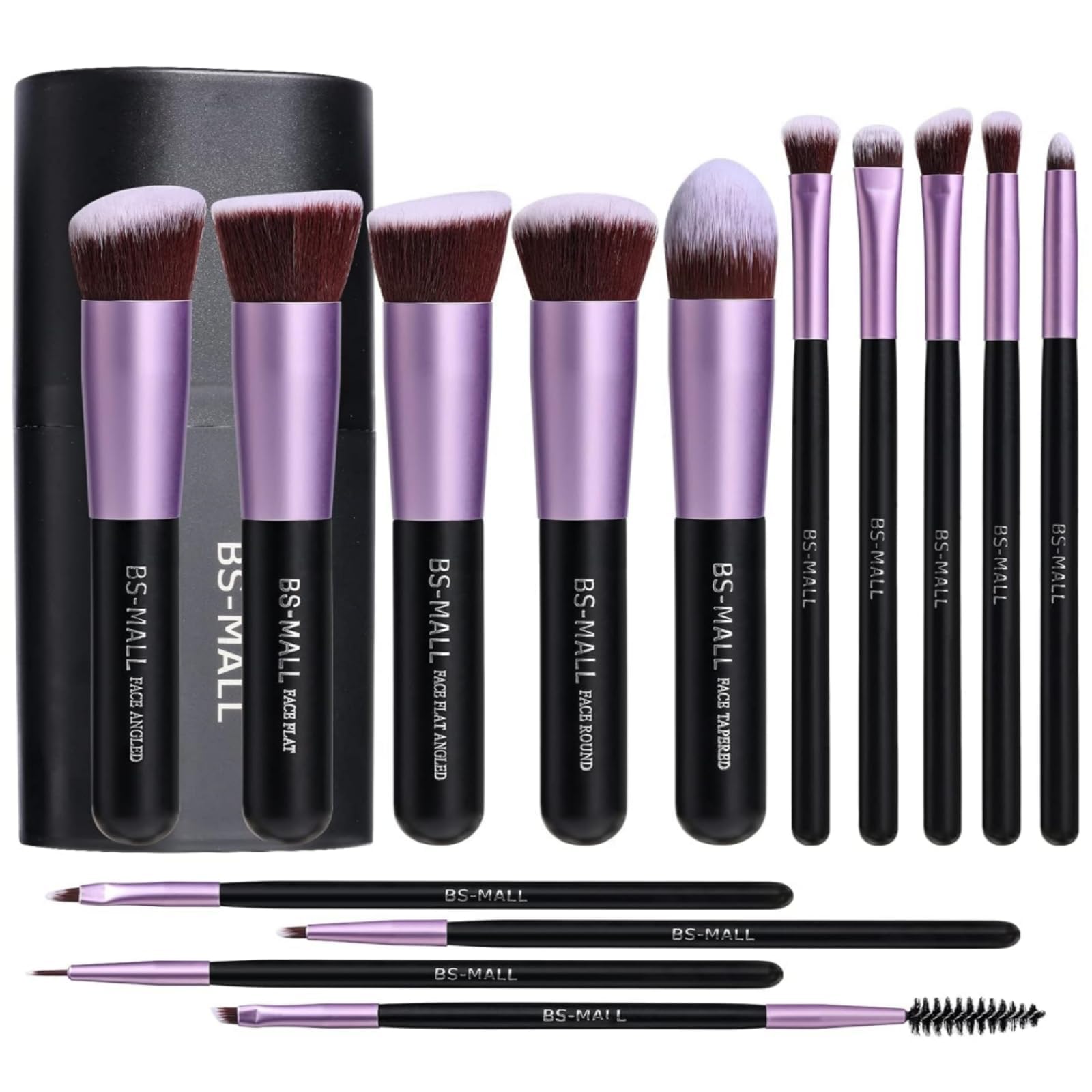BS-MALL Makeup Brushes Premium Synthetic Foundation Powder Concealers Eye Shadows 14 Pcs Purple for