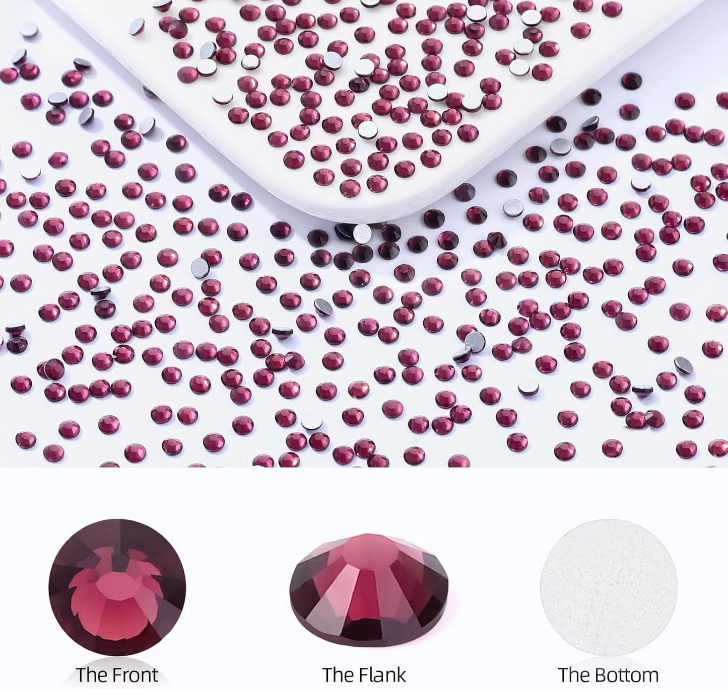 Purple Flatback Rhinestones, Glass Rhinestones for Nail Art and Craft, Glue Fix, Loose Crystal Gemstones(Purple, SS6, 2880pcs, 1.9-2.0mm)