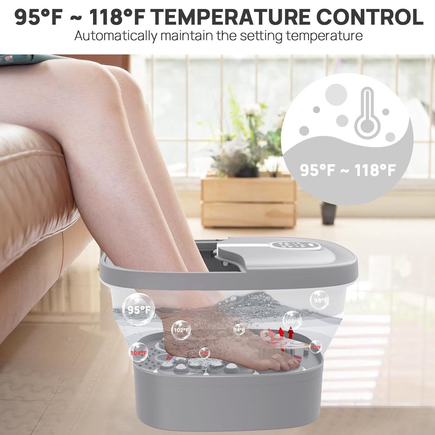 HOSPAN Collapsible Foot Spa Electric Rotary Massage, Foot Bath with Heat, Bubble, Remote, and 24 Motorized Shiatsu Massage Balls. Pedicure Foot Spa for Feet Stress Relief - FS02A