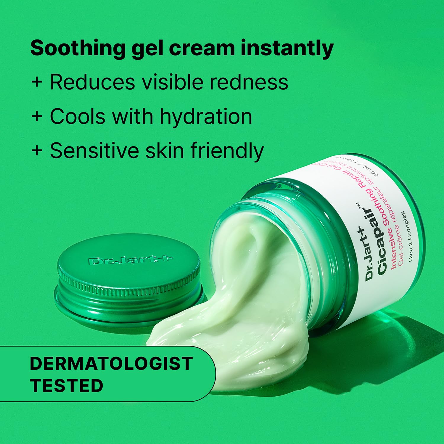 Dr.Jart+ Cicapair Cooling Gel Korean Face Moisturizer for Redness and Sensitive Skin with Centella