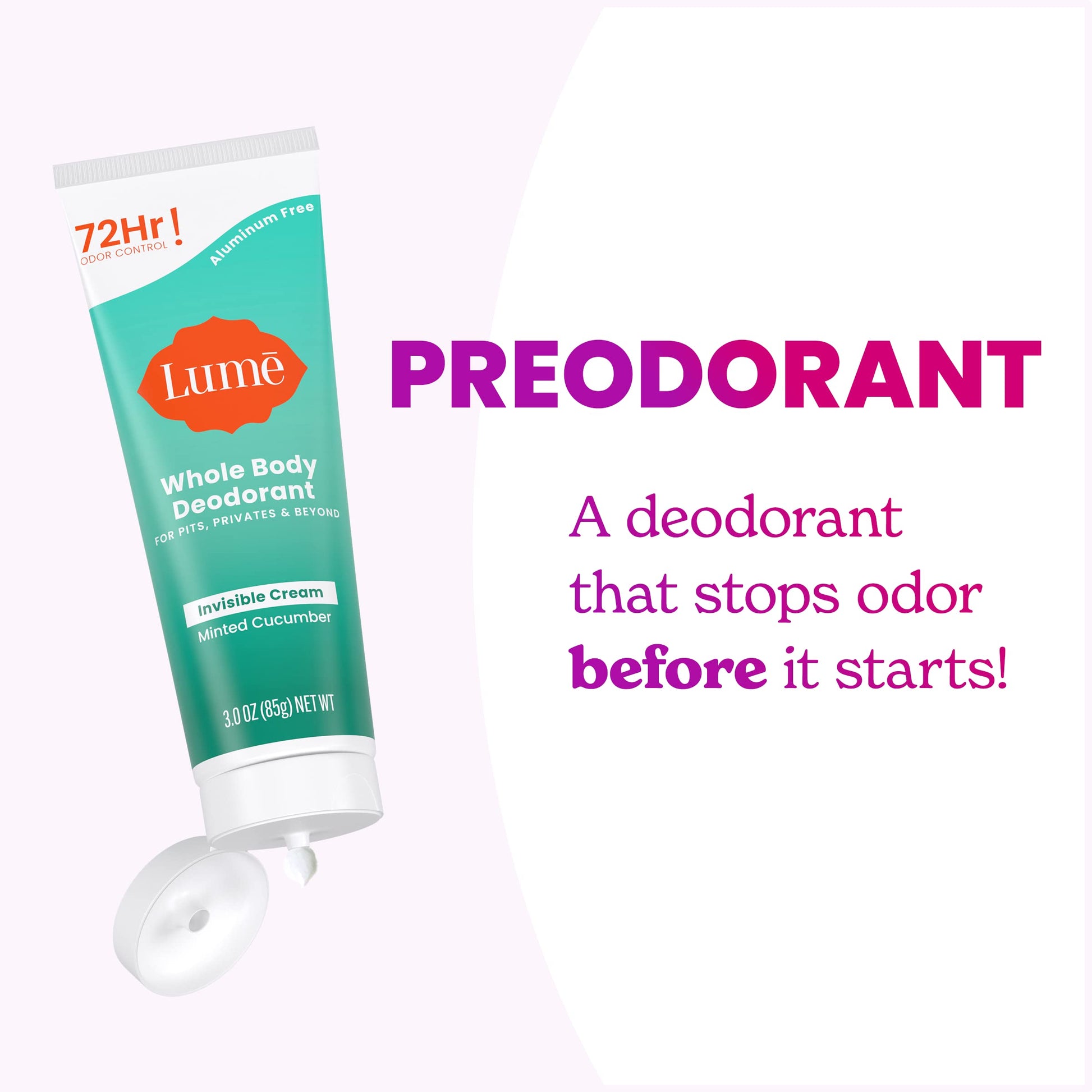 Lume Whole Body Deodorant - Cream Tube - 3 oz, 2 pk (Minted Cucumber)
