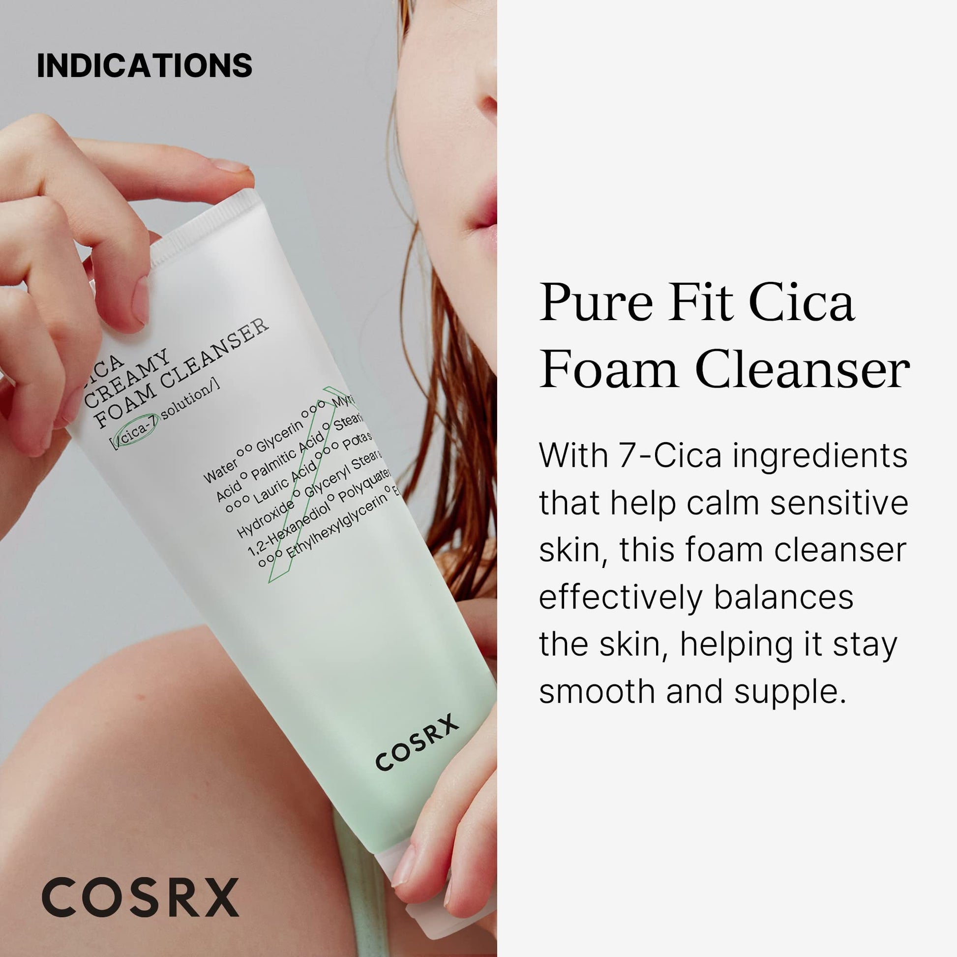 COSRX Pure Fit Cica Mild Cleanser for Sensitive Skin, 5.07 fl oz