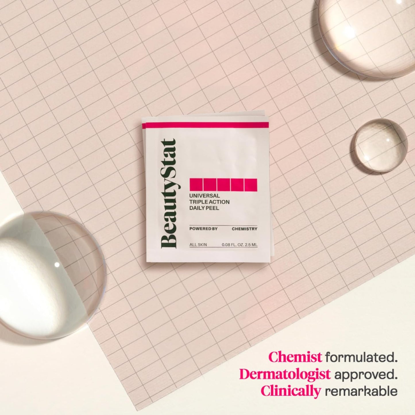 BeautyStat Triple Action One-Step Daily Exfoliating Peel Pad for Uneven Tone, Texture, Fine Lines, Enlarged Pores - Made in the USA - Gentle Exfoliator Pad with AHAs, BHAs, Glucosamine to Brighten