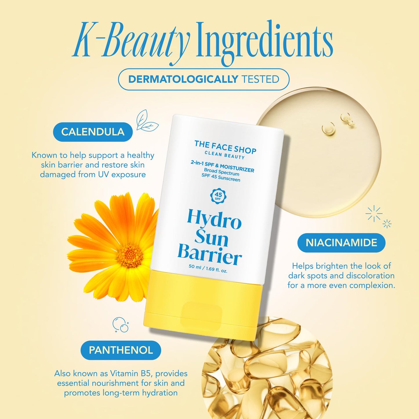 THE FACE SHOP Hydro Sun Barrier, SPF 45 Daily Facial Sunscreen & Moisturizer, for Oily Skin