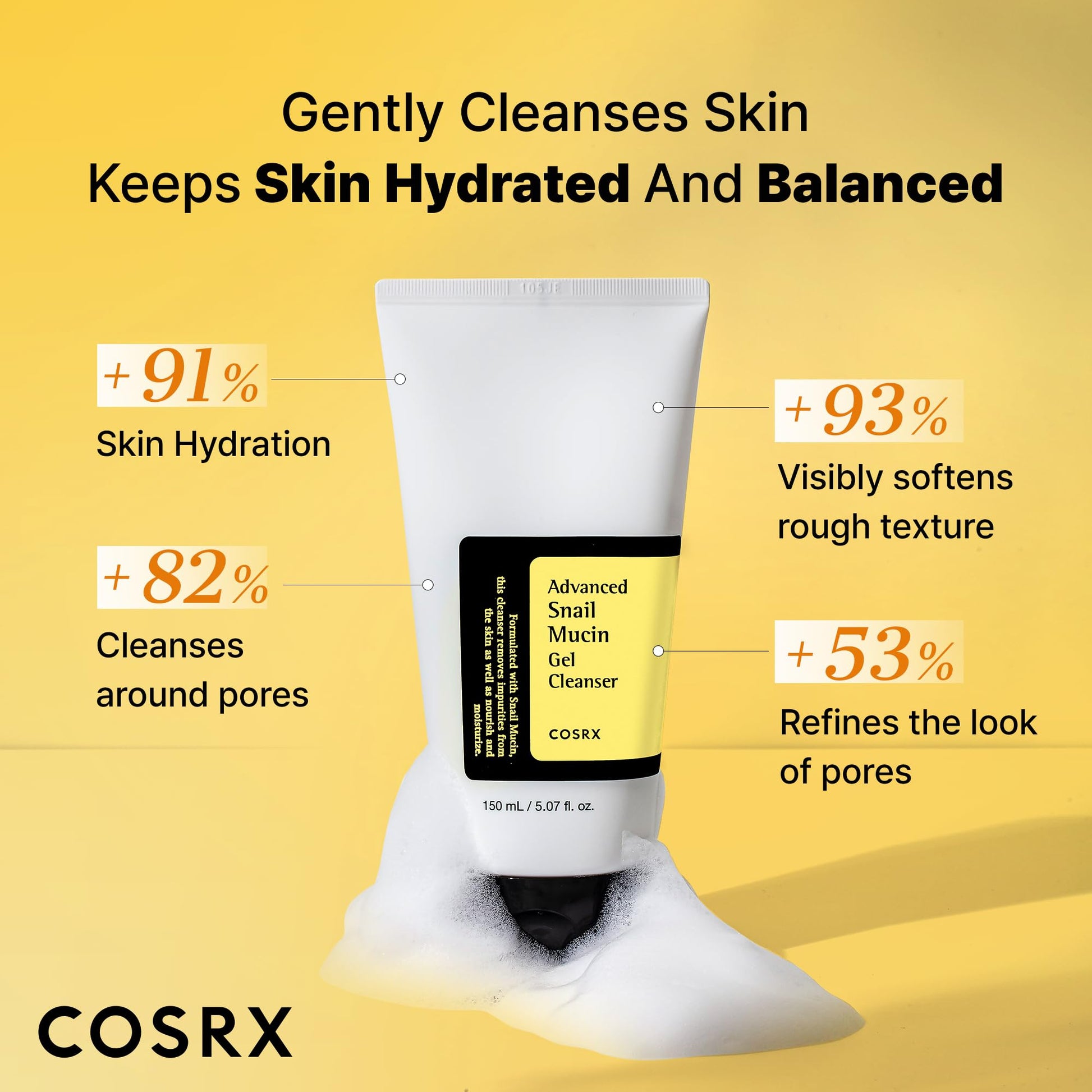 COSRX Advanced Snail Mucin Gel Cleanser for Dull, Sensitive Skin 5.07 oz.