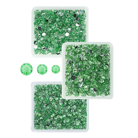 Light Green Crystal Resin Rhinestones for Crafting Grass Green Flatback Stones 3mm 4mm 5mm Non-Hotfix Diamonds Crystals Gems for Nails Face Eyes Makeup Body Tumblers Bottles DIY Crafts Clothes