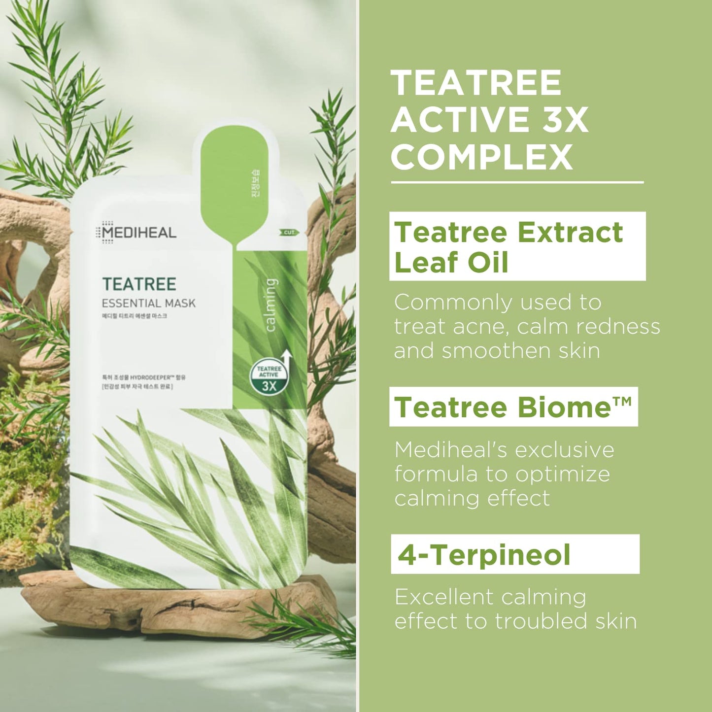 Mediheal Official Best Korean Sheet Mask - Collagen Teatree Essential Face Mask 20 Sheets Lifting