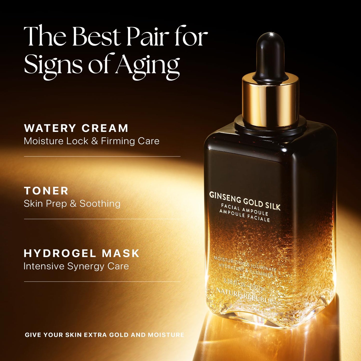 Nature Republic Ginseng Gold Silk Facial Ampoule | Hydrating Glow moisturizer for face, Niacinamide
