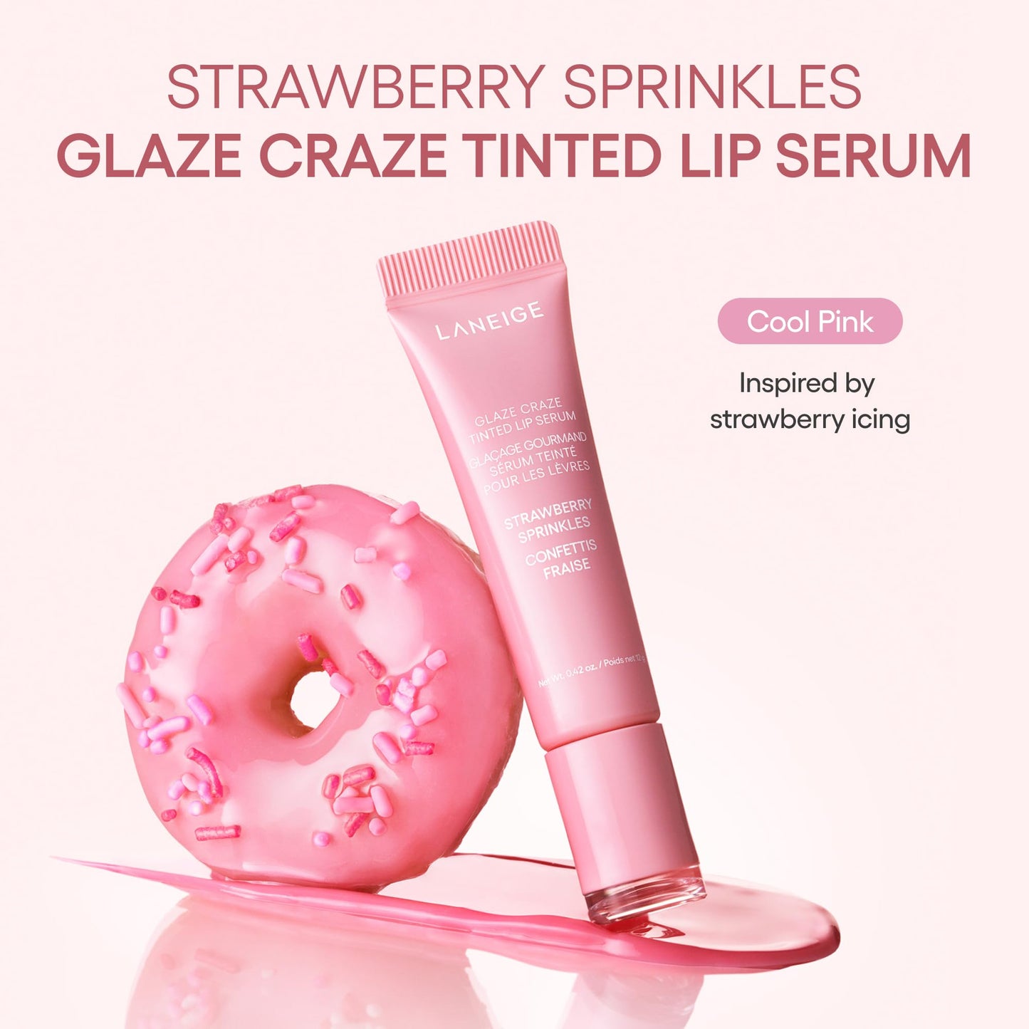 LANEIGE Glaze Craze Tinted Lip Serum, Strawberry Sprinkles: Hydrating Serum for Glossy,Nourished