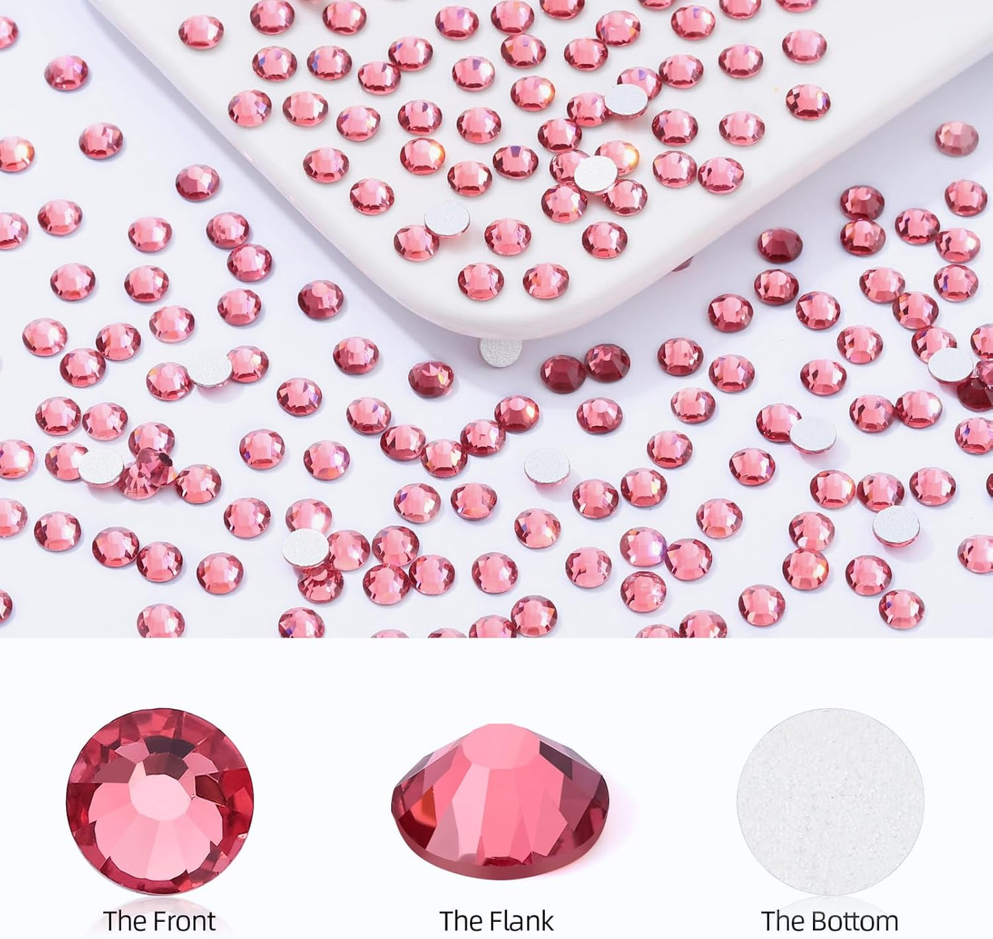 Rose Flatback Rhinestones, Glass Rhinestones for Nail Art and Craft, Glue Fix, Loose Crystal Gemstones(Rose, SS30, 288pcs, 6.4-6.6mm)