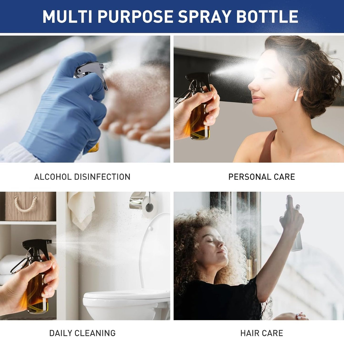 TANSHINE Small Spray Bottle 50ml, Travel Size Mini Fine Mist Water Spray Bottles, Portable Hand Sanitiser Alcohol Spray Bottle, Plastic Refillable Empty Face Mister Spray Bottles with Clip, 5pcs