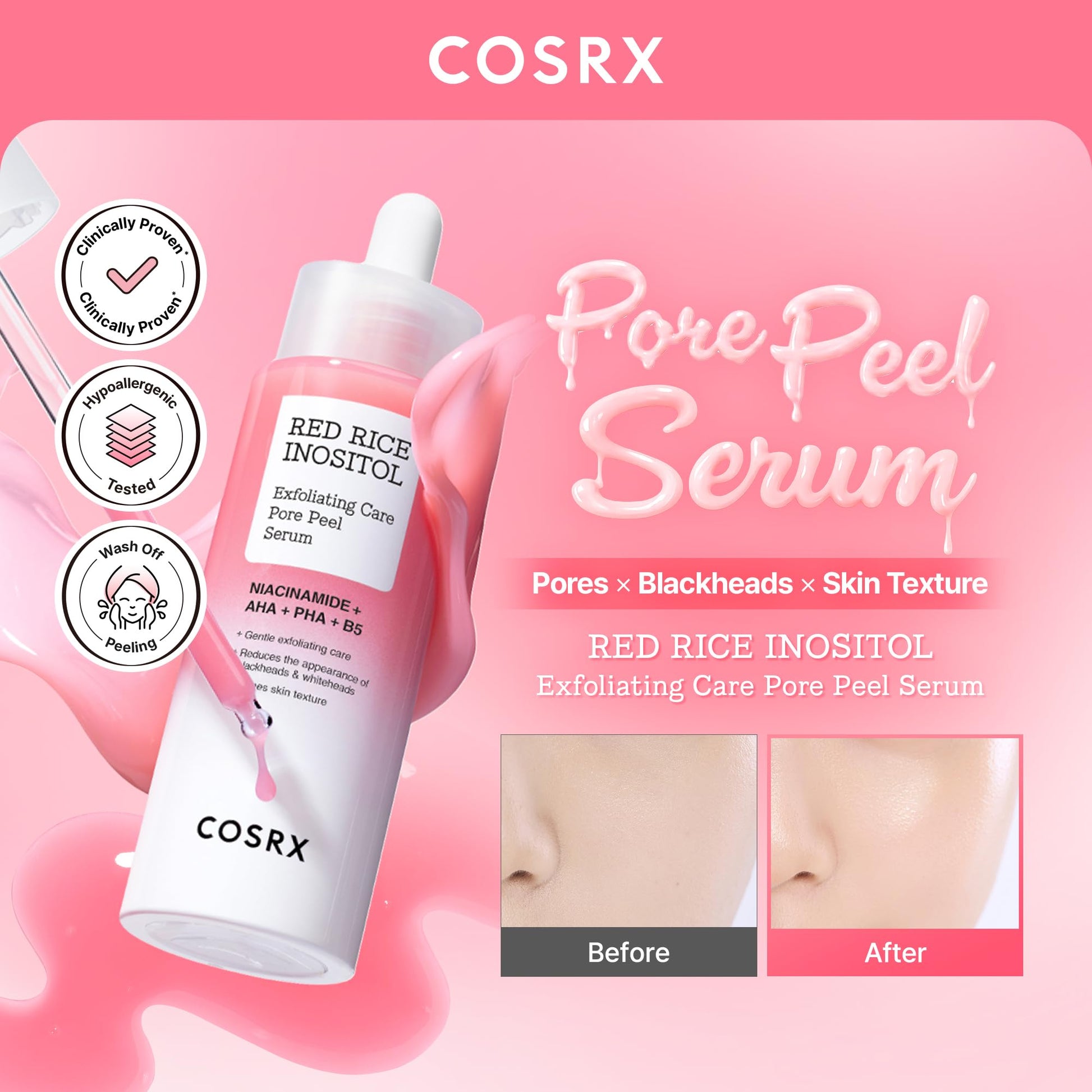COSRX Red Rice Pore Peel Shot, Blackhead Remover AHA BHA PHA, 2.7 fl oz