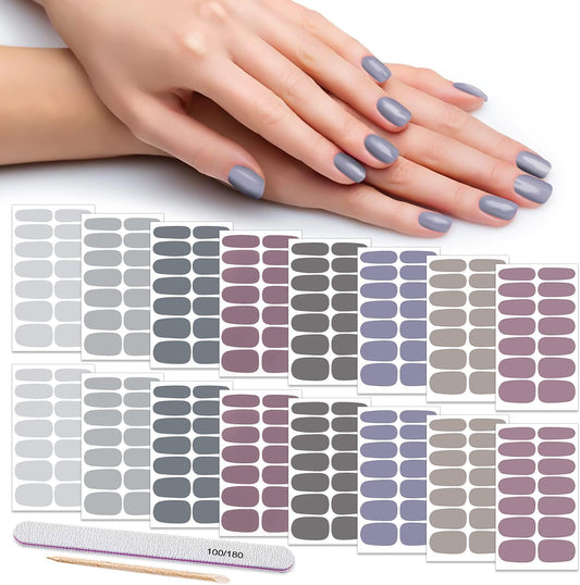 DANNEASY 16 Sheets Nail Wraps for Women Nail Polish Strips Solid Color Self Adhesive Nail Polish
