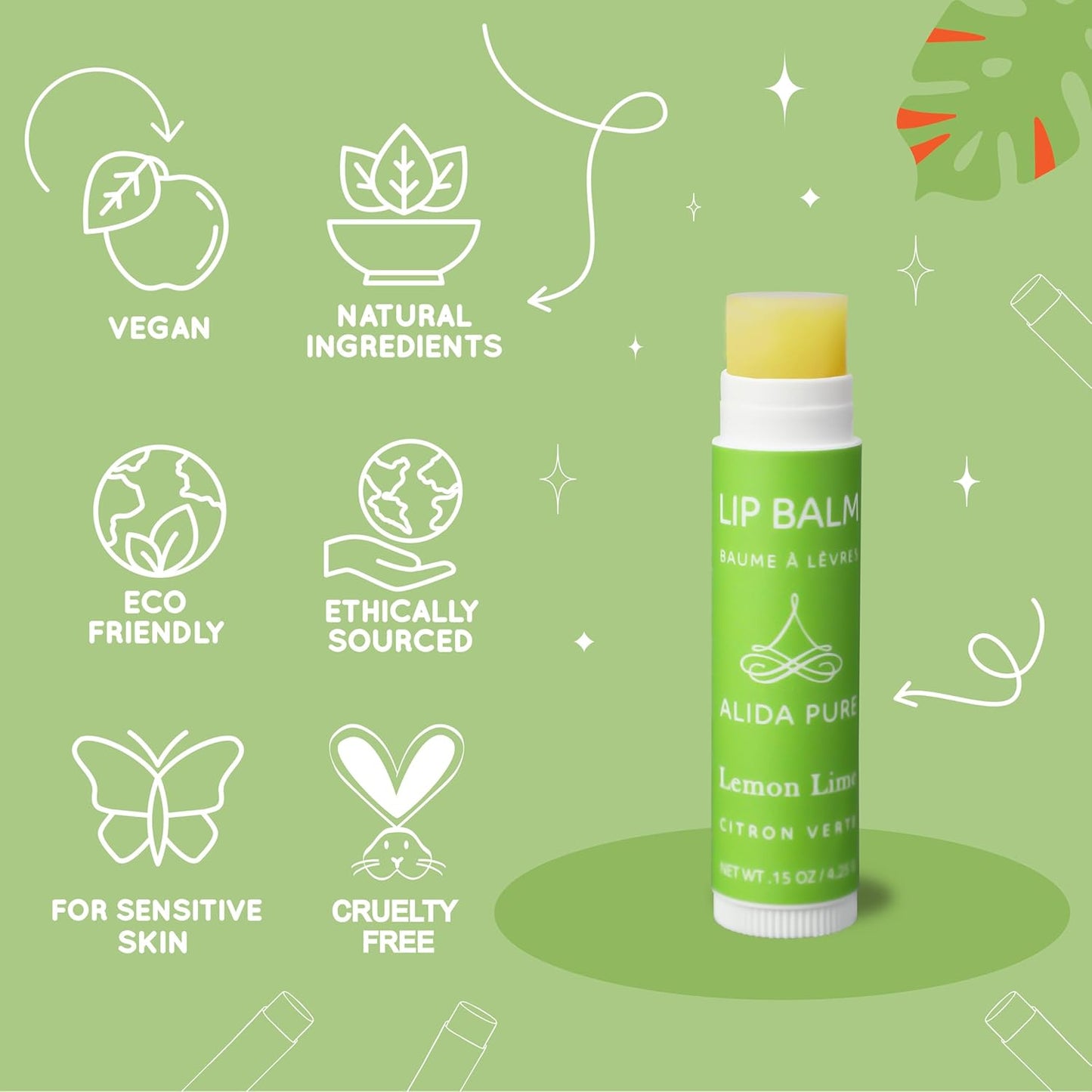 Aria Lip Balm Collection, Vegan Set, Beeswax Free, with Organic Jojoba and Avocado Oil, Vitamin E, Natural Moisturizer for Dry, Chapped Lips, 5 Tube Set