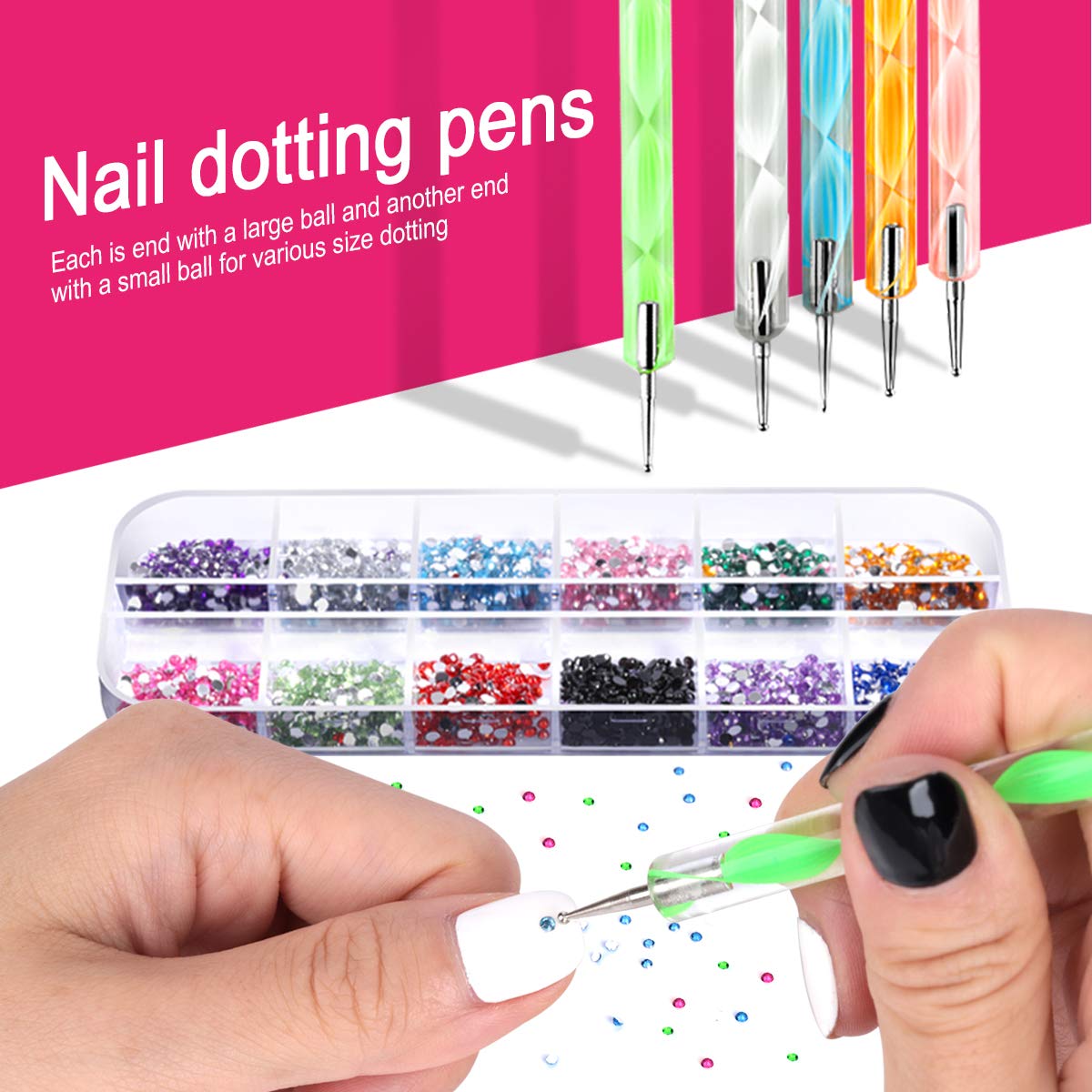 Teenitor Nail Art Kit Nail Art Tools, Nail Design Kit with Nail Art Brushes, Nail Tape Nail Gems Rhinestones, Nail Dotting Tools Nail Foil, Butterfly Nail Design Tools for Nail Art Supplies