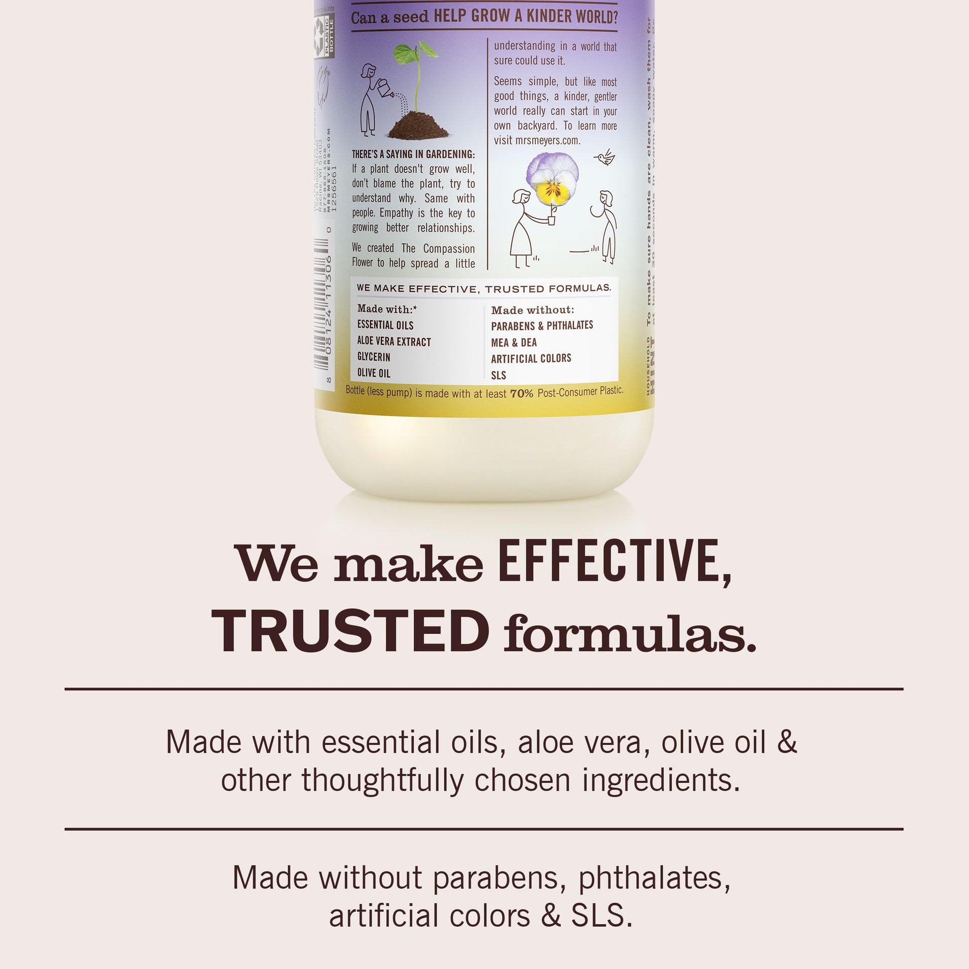 MRS. MEYER'S CLEAN DAY Hand Soap, Compassion Flower Scent, 12.5 Fl Oz Bottle - 3 Pack