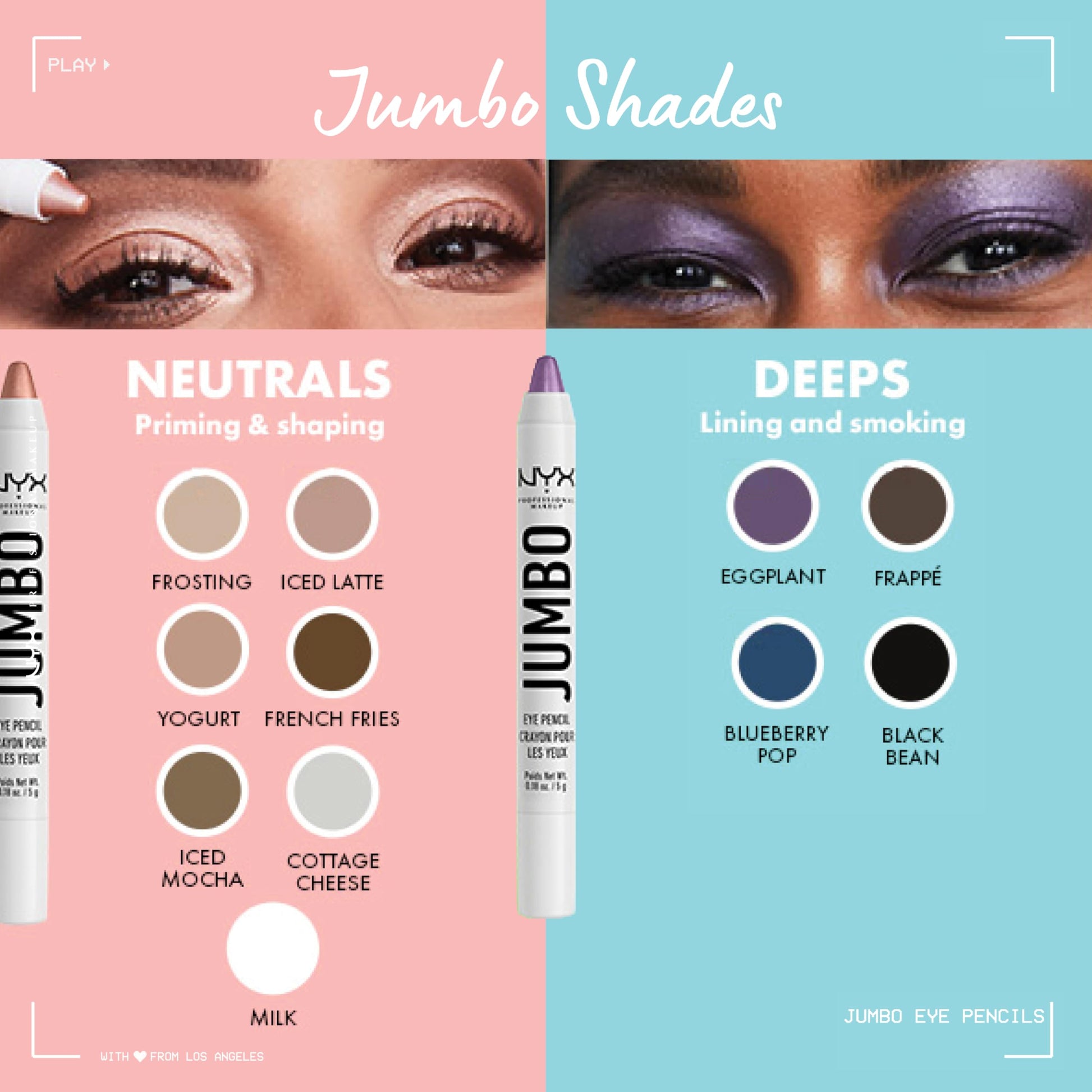 NYX PROFESSIONAL MAKEUP Jumbo Eye Pencil, Blendable Eyeshadow Stick & Eyeliner Pencil - Sherbet