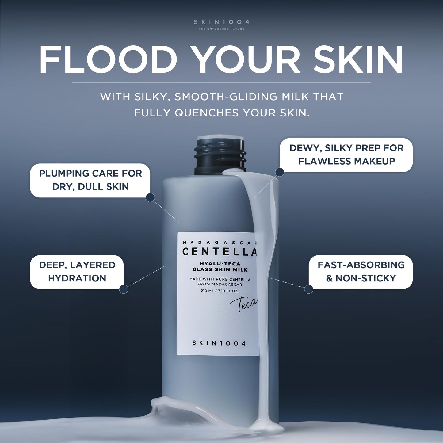 SKIN1004 Hyalu TECA Glass Skin Milk, Hydrating Face Moisturizer for a Dewy Glow, Milky Toner with