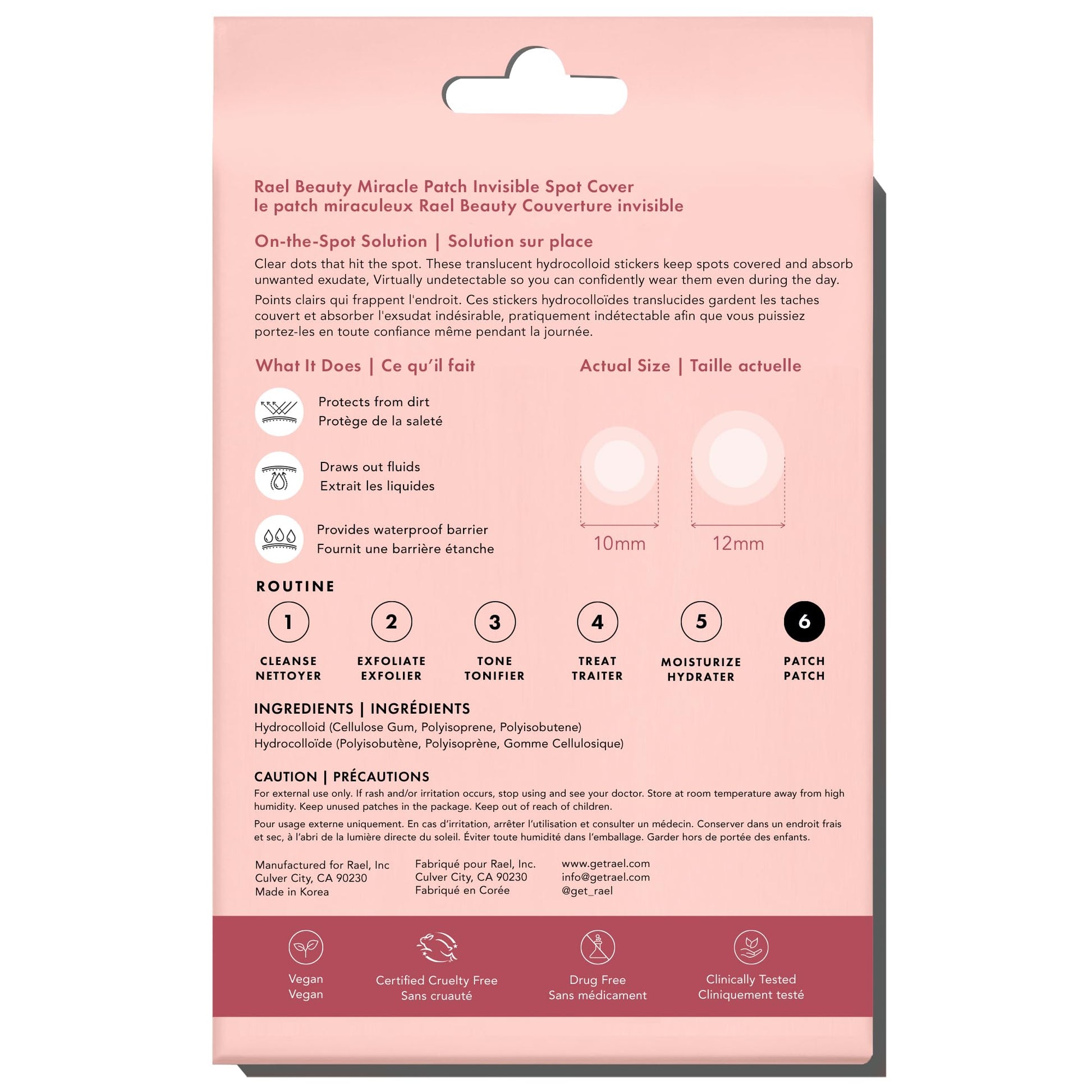 Rael Miracle Invisible Spot Cover Hydrocolloid Acne Pimple Patches (48 Ct)