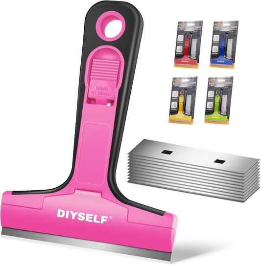 DIYSELF 1 Pack Razor Blade Scraper with 10 Extra Razor Blades, Scraper Tool, Glass Scraper for