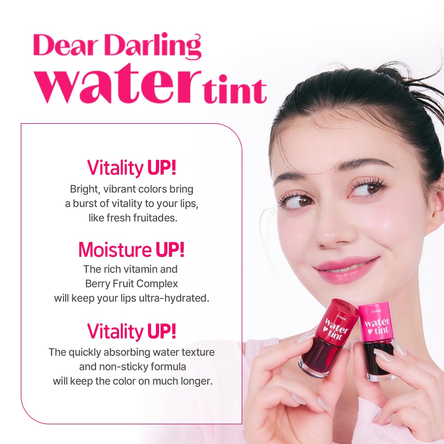 ETUDE Dear Darling Water Tint Lip and Cheek Stain, Cherry Ade, 9g