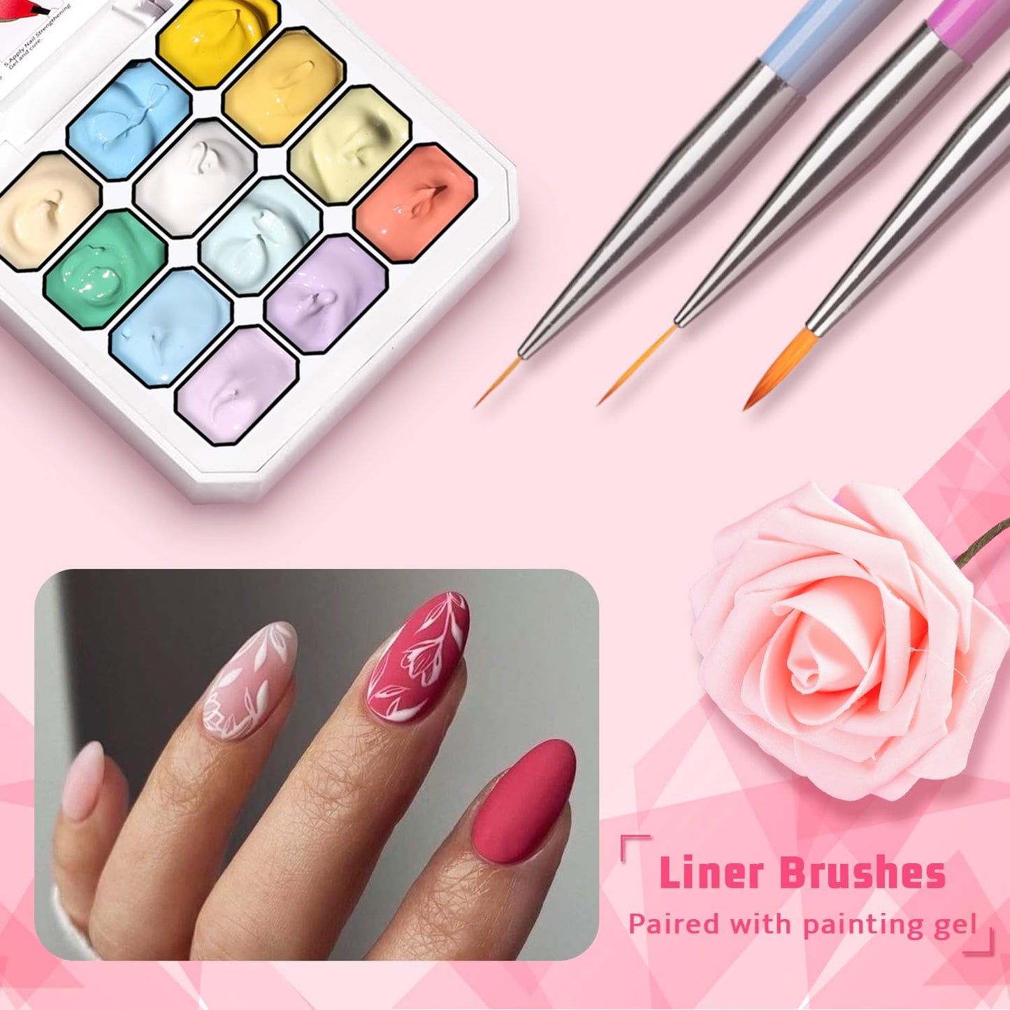 Sponge Pat Paint Nail Gel, Ombre Nails Gradient Gel Nail Blush Blooming Aura Nails Drawing Stripper Floral Painting DIY Nail Art, No Wipe, UV/LED Curing (12 Colors H)