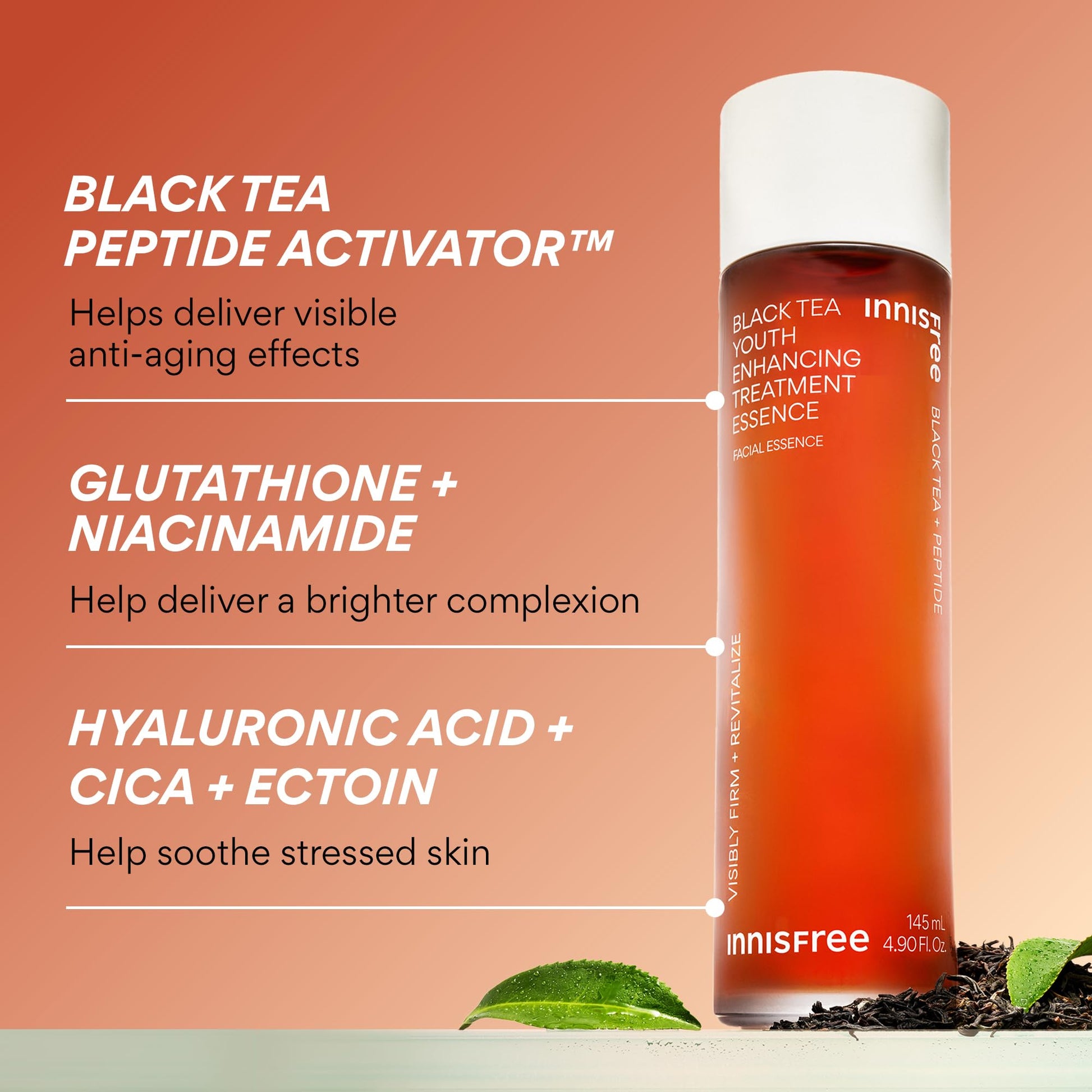 innisfree Black Tea Youth Essence | Korean Anti-Aging Treatment with Niacinamide and Hyaluronic
